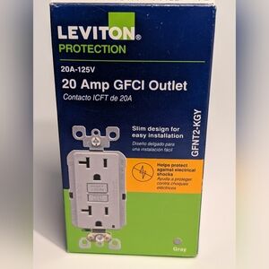 Leviton Gray 20 Amp GFCI Outlet